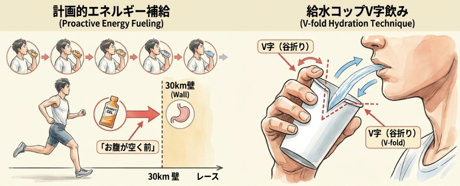 レース直前と当日の補給および水分戦略