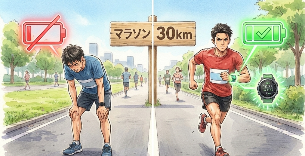 フルマラソン完走時のバッテリー問題