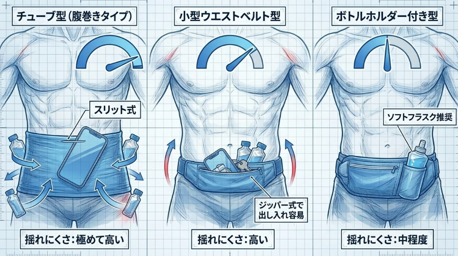 揺れにくい人気ポーチ3タイプの比較