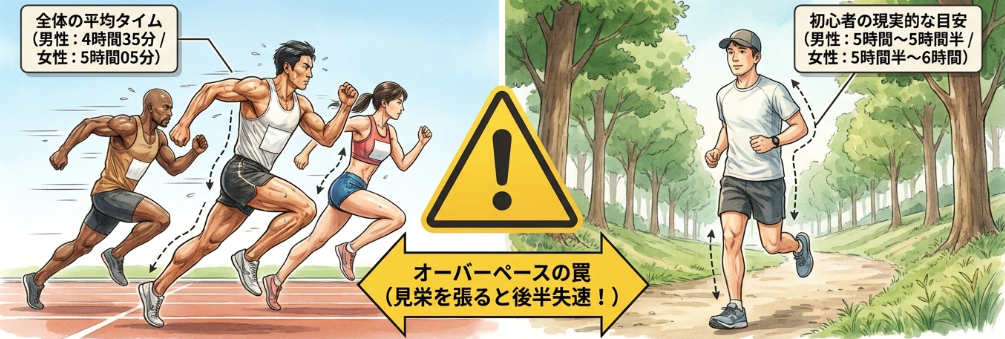フルマラソン初心者の平均タイム