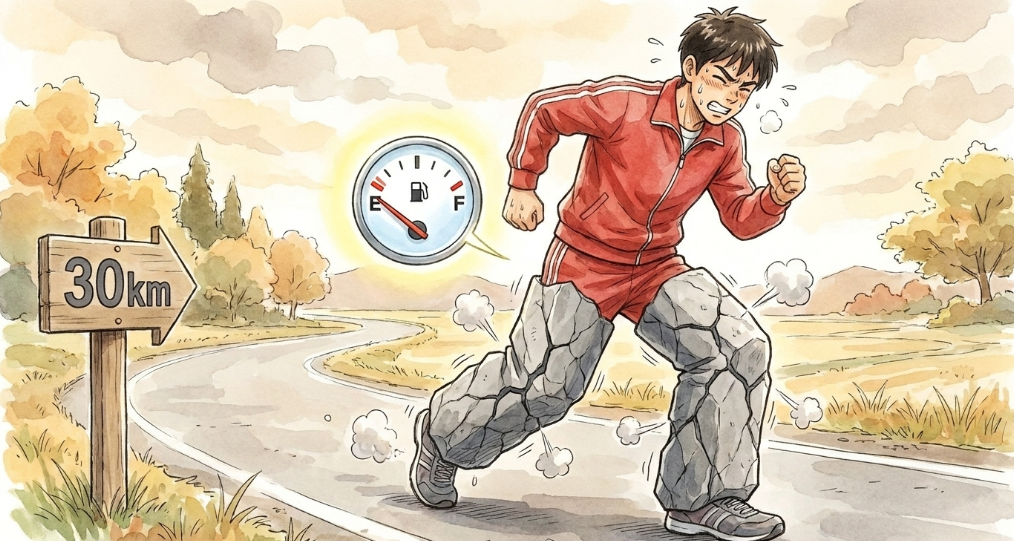 30kmの壁による重篤な関節痛を回避できる