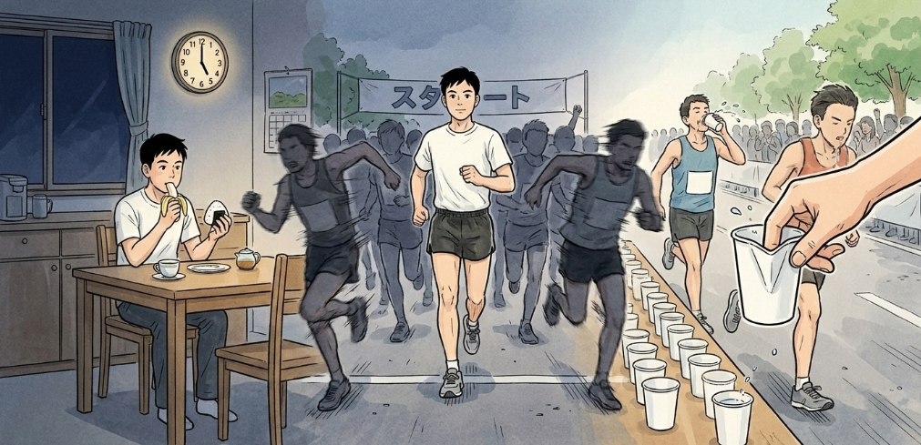 フルマラソン当日の行動とペース配分