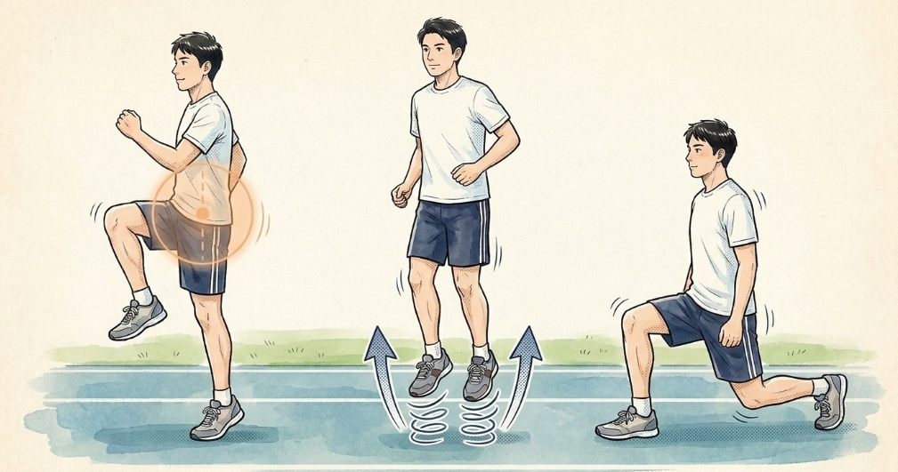 練習前の短時間ランニングドリル